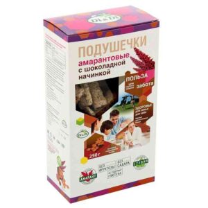 Подушечки амарантовые "Di&Di" с шоколадной начинкой со стевией 250гр