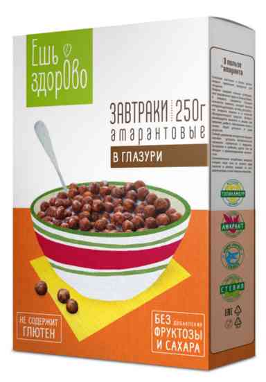 Завтраки амарантовые ЕШЬ ЗДОРОВО с темным шоколадом 250гр