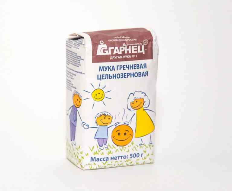 Мука Гарнец Гречневая цельнозерновая без глютена 500гр.