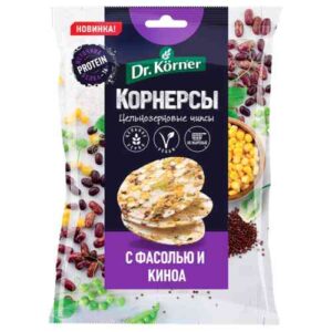 Чипсы цельнозер. кукуруз-рисов. с горошком,фасолью и киноа 50гр
