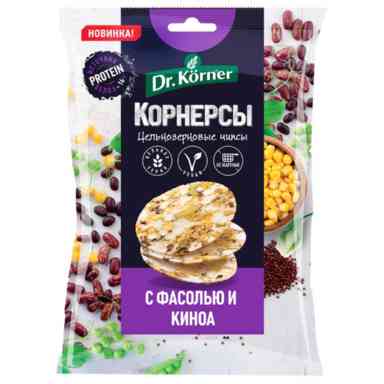 Чипсы цельнозер. кукуруз-рисов. с горошком,фасолью и киноа 50гр
