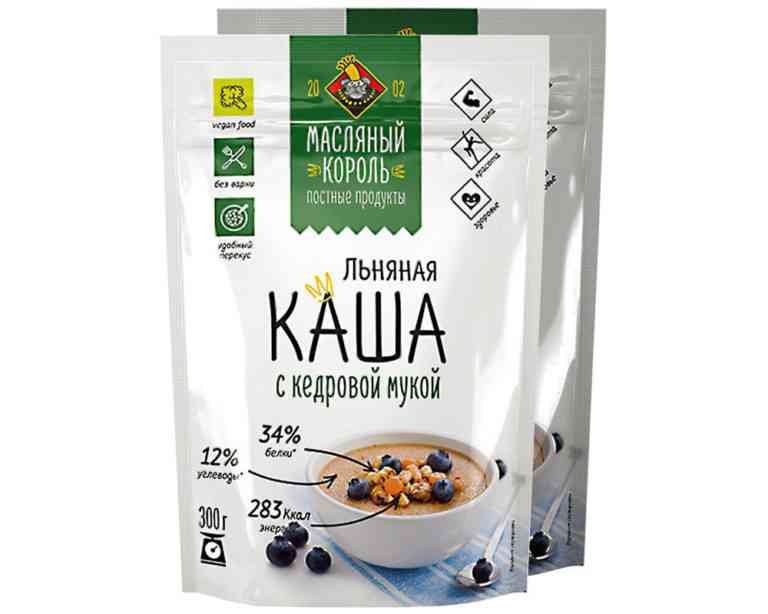 Каша льняная с кедровой мукой «Масляный король» 300г дой-пак
