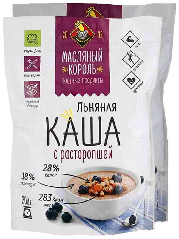 Каша льняная с расторопшей «Масляный король» 300г дой-пак