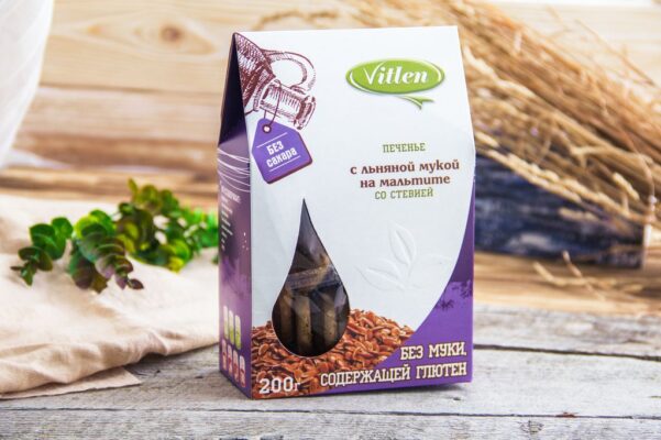 Vitlen Печенье с льняной мукой на мальтите и стевии 200гр.