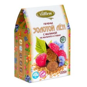 Vitlen Золотой Лён Печенье с малиной на мальтите и стевии 200гр.