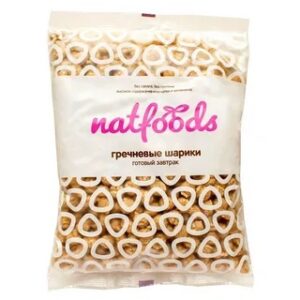 Natfoods Готовый завтрак Сладкие гречневые шарики без сахара, без глютена 75гр.