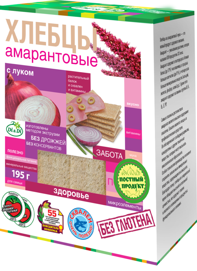 Хлебцы амарантовые «Di&Di» с луком 195гр