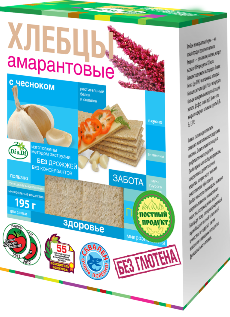 Хлебцы амарантовые «Di&Di» с чесноком 195гр