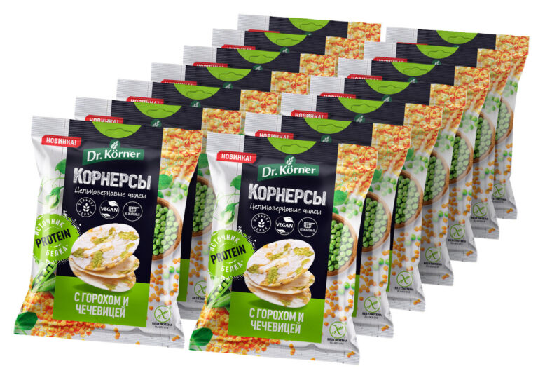 Dr.Korner чипсы кукурузно-рисовые с горошком и чечевицей, 50гр