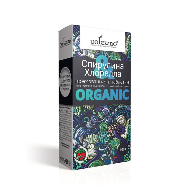 Polezzno Спирулина и хлорела в таблетках 100 гр.