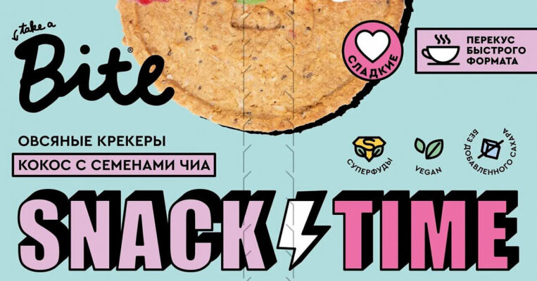 Bite Овсяные крекеры сладкие с кокосом и семенами чиа 125гр.