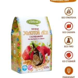 Vitlen Золотой Лён Печенье с клубникой на мальтите и стевии 200гр.