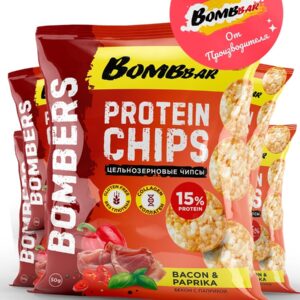 BOMBBAR Чипсы цельнозерновые протеиновые со вкусом "Бекон с паприкой" 50г