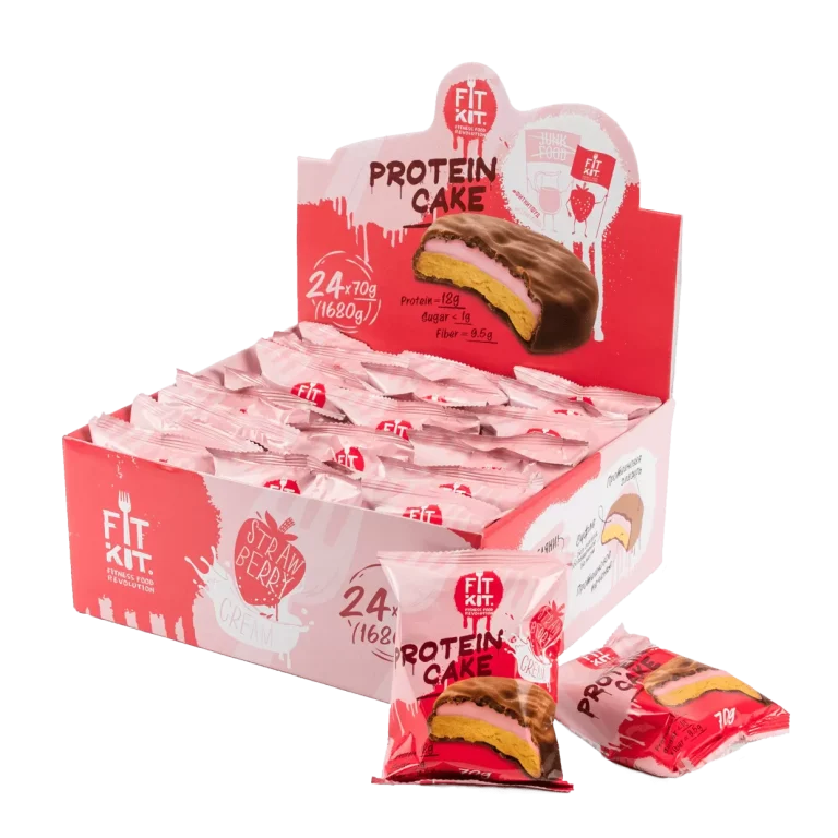 FIT KIT Protein cake 70гр Клубника со сливками
