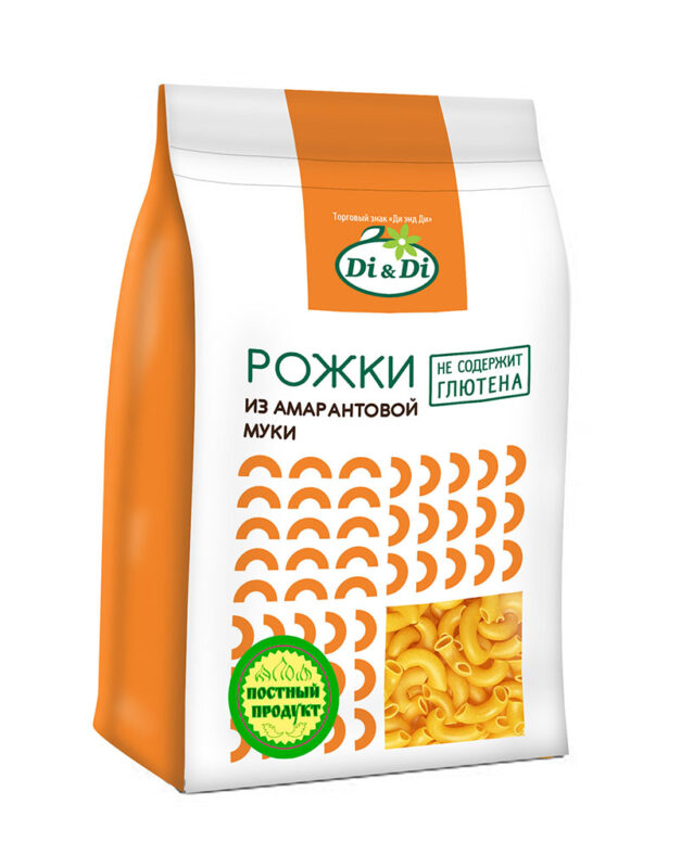 Макароны «Di&Di» из амарантовой муки не содержащие глютена Рожки 250гр