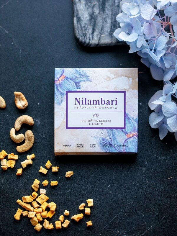 Шоколад Nilambari белый на кешью с манго (65г)
