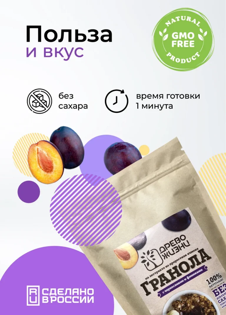Древо Жизни ГРАНОЛА с черносливом и финиками 250 гр.