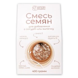 Древо Жизни Смесь семян для добавления в йогурт и выпечку (лён, подсолнечник, кунжут) 400гр.