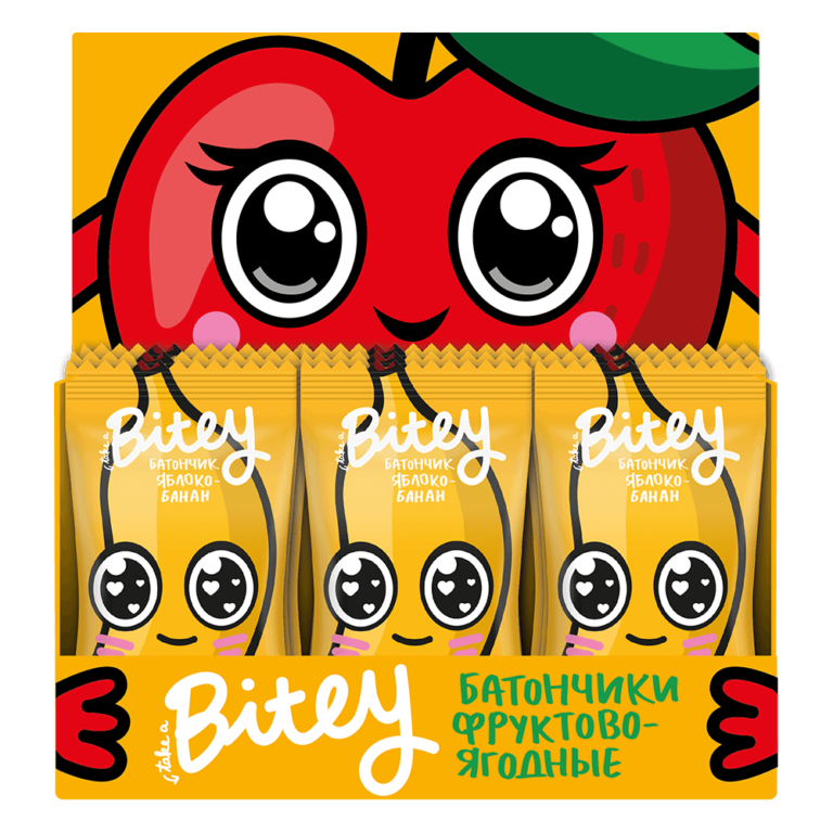 Батончик Фруктово-ягодный Bitey «Яблоко-Банан» 25гр.