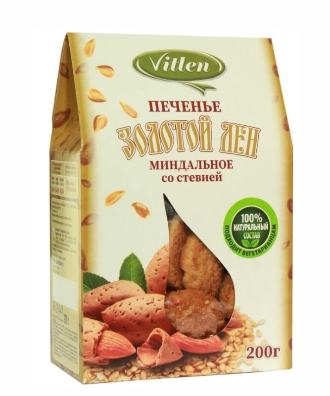 Vitlen Золотой Лён Печенье миндальное на мальтите и стевии 200гр.