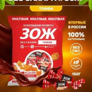 MULTIBAR Конфеты "ЗОЖ" со вкусом тоффи без сахара 150 гр.