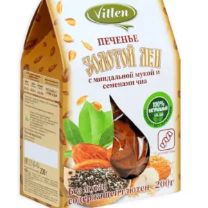 Vitlen Золотой Лён Печенье миндальное с семенами чиа на мальтите и стевии 200гр.