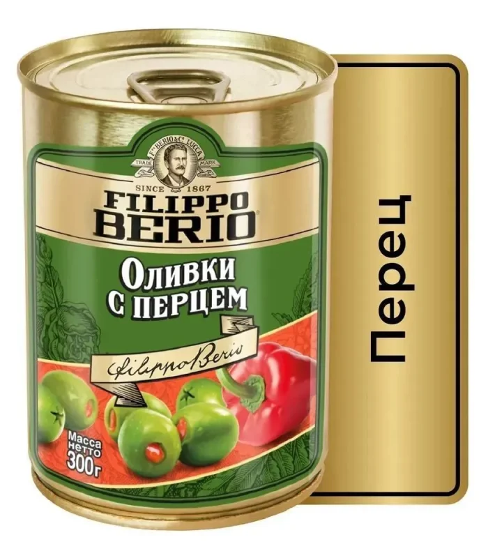 Filippo Berio оливки с перцем, 300гр