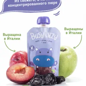 Buzy Lizzy Детское органическое пюре из яблок, чернослива и сливы 100 гр.
