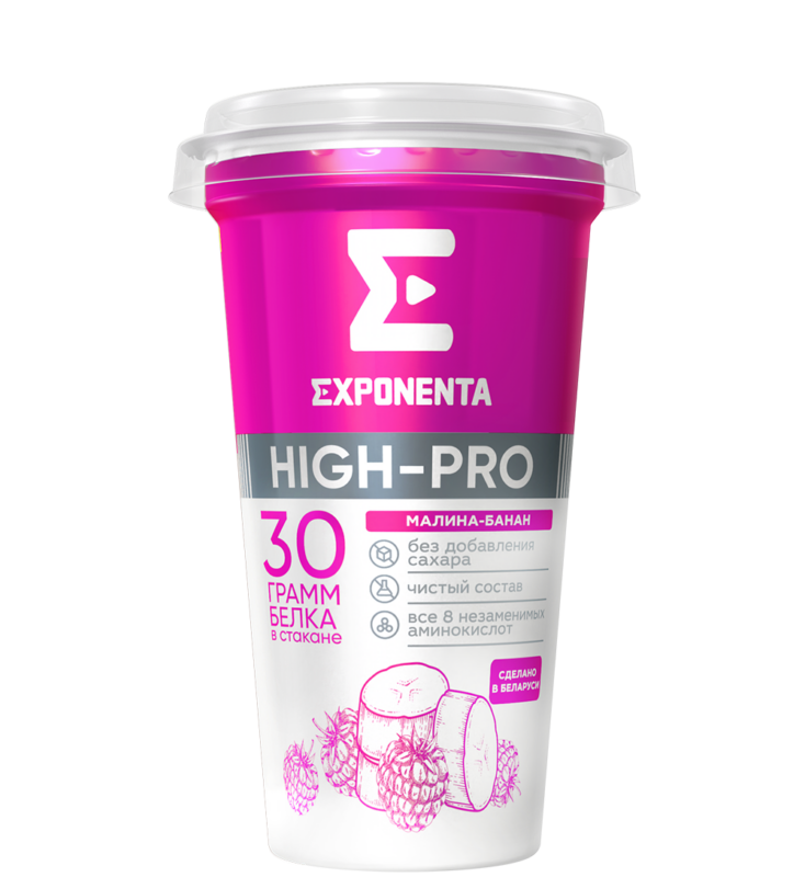 EXPONENTA ЭКСПОНЕНТА ХАЙ-ПРО со вкусом Малина банан,стаканчик из полипропилена, 250 г