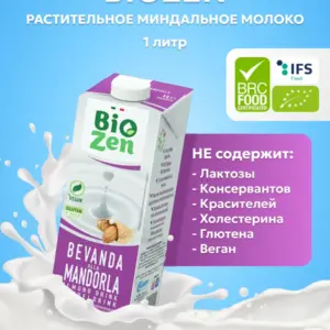 Biozen миндальный органический напиток без сахара 1л