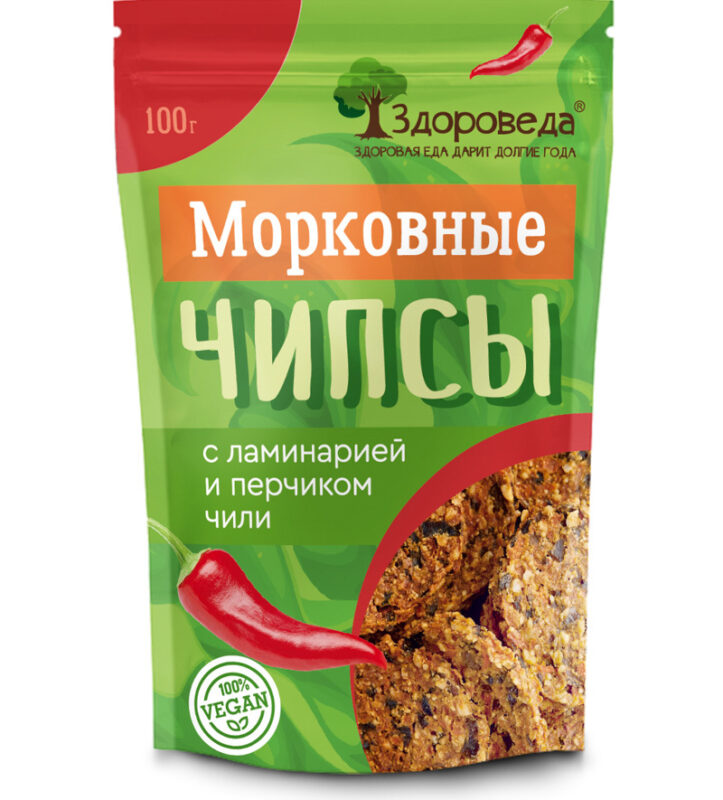 Морковные чипсы с перчиком чили «Здороведа» 100 гр.