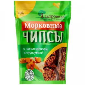 Морковные чипсы с ламинарией и куркумой "Здороведа" 100 гр.