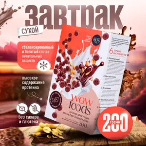 WOWFOODS Шарики Арахисово-Шоколадные с растительным протеином без сахара, без глютена 200 гр.