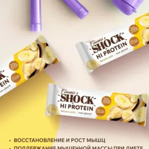 FitnesSHOCK батончик Hi protein 60гр Банановый десерт