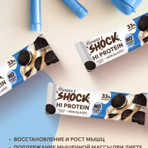FitnesSHOCK батончик Hi protein 60гр Шоколадное Печенье-крем