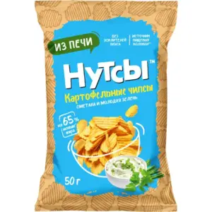DS Чипсы картофельные НУТСЫ со вкусом Сметана и молодая зелень 50 гр.