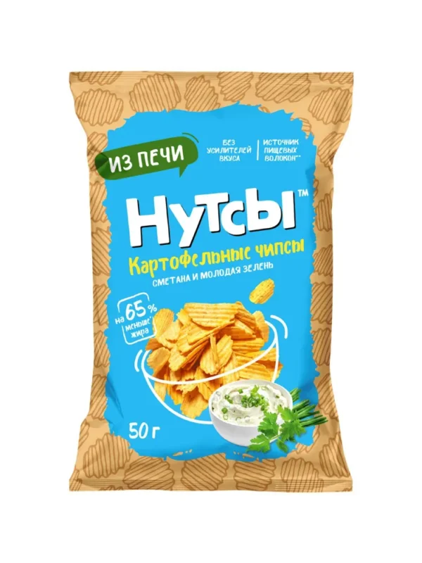 DS Чипсы картофельные НУТСЫ со вкусом Сметана и молодая зелень 50 гр.
