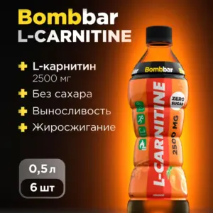 Bombbar Напиток безалкогольный слабогазированный "Л-карнитин со вкусом апельсин" 500 мл
