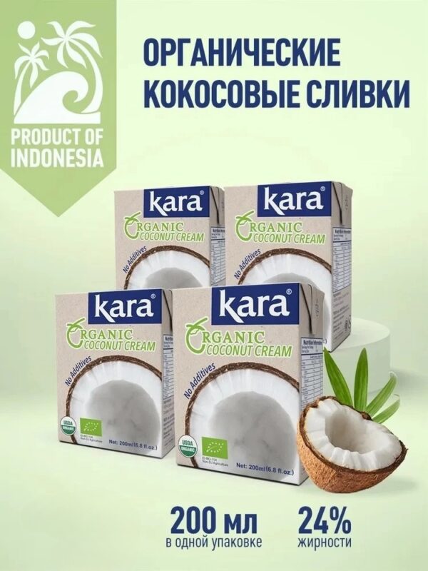 KARA Сливки кокосовые Organic Тетра Пак 17% 200мл.