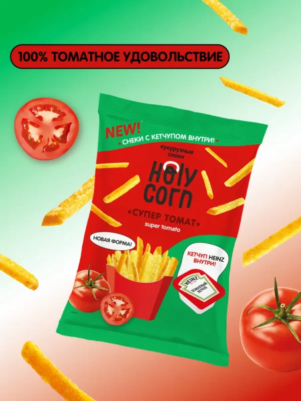 Holy Corn Кукурузные снеки «Томат с соусом Хайнз» 30 гр.