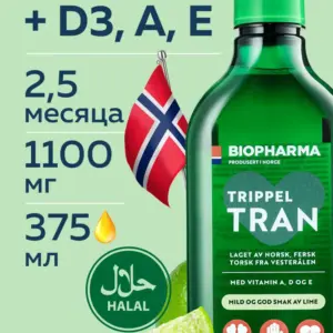 BIOPHARMA Norsk Tran Omega-3 375 мл.