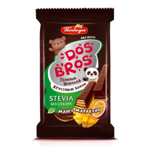 Шоколад Тёмный "Dos Bros" с хрустящей вафлей, манго-маракуйя без сахара 37гр.