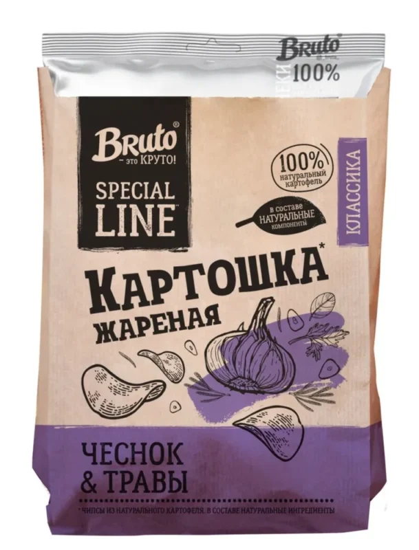 Bruto Kraft Чипсы «Чеснок и травы» 120 гр.