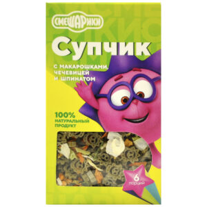 Смешарики супчик с макарошками,чечевицей и шпинатом 180 гр.