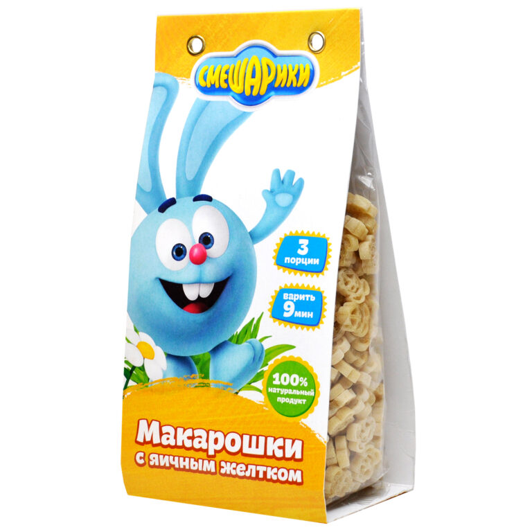 Смешарики Макарошки с морковью 250 гр.(мука из твердой пшеницы Дурум)