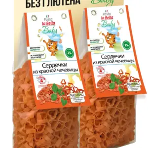 Pasta la Bella Baby Сердечки из красной чечевицы 250 гр.