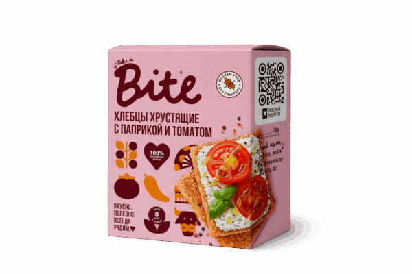 Хлебцы хрустящие BITE КУКУРУЗНО-РИСОВЫЕ С Паприкой и томатом 100гр