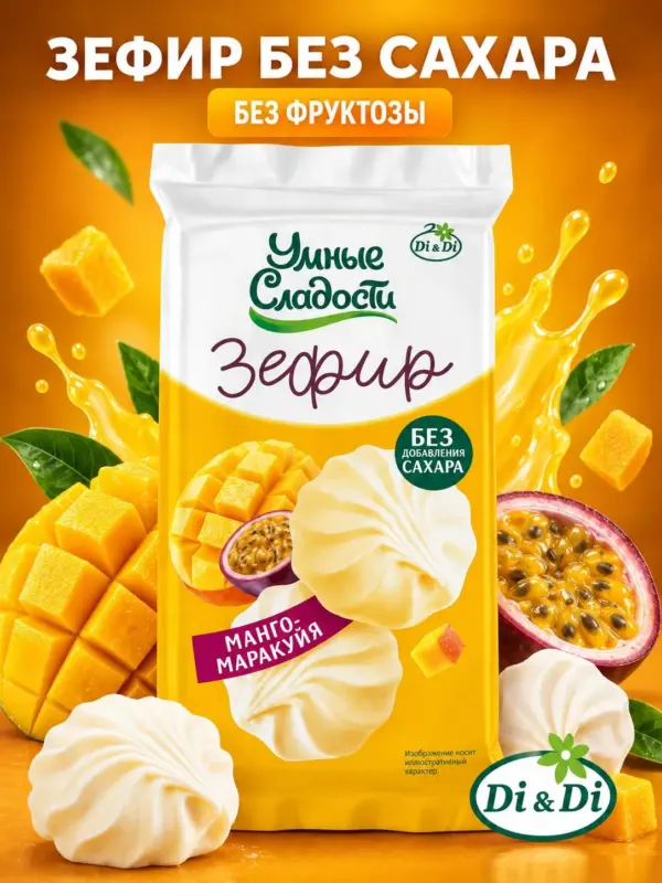 Зефир «Умные сладости» со вкусом манго-маракуйя 150гр.